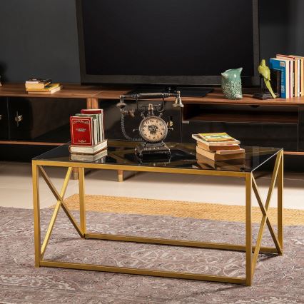 Журнальний столик ILIOMAR 46,6x94 см золотий/чорний