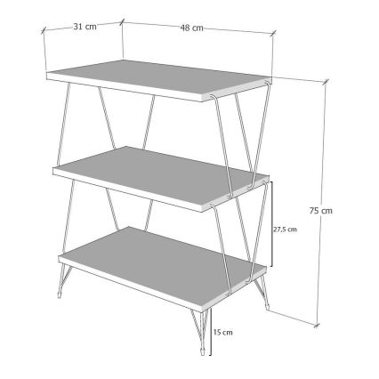 Журнальний столик LAZANDOS 75x48 см коричневий/чорний