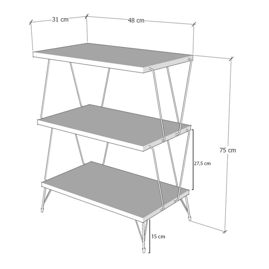 Журнальний столик LAZANDOS 75x48 см коричневий/чорний
