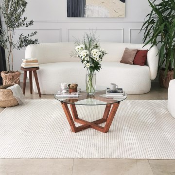 Журнальний столик LOTUS 35x75 см коричневий/прозорий