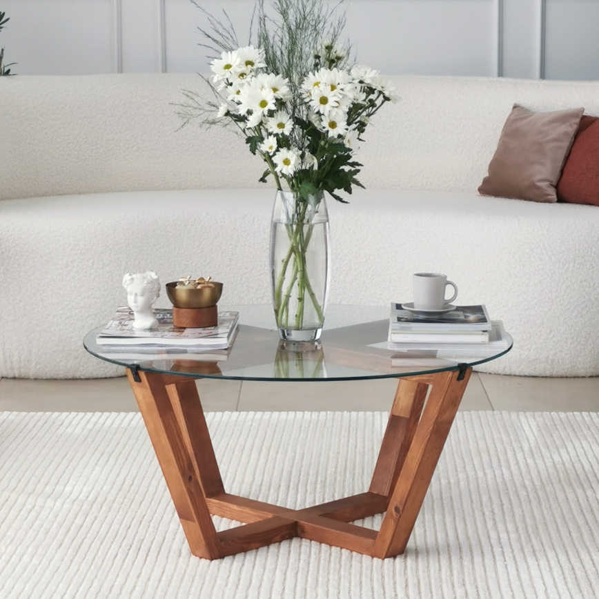 Журнальний столик LOTUS 35x75 см коричневий/прозорий