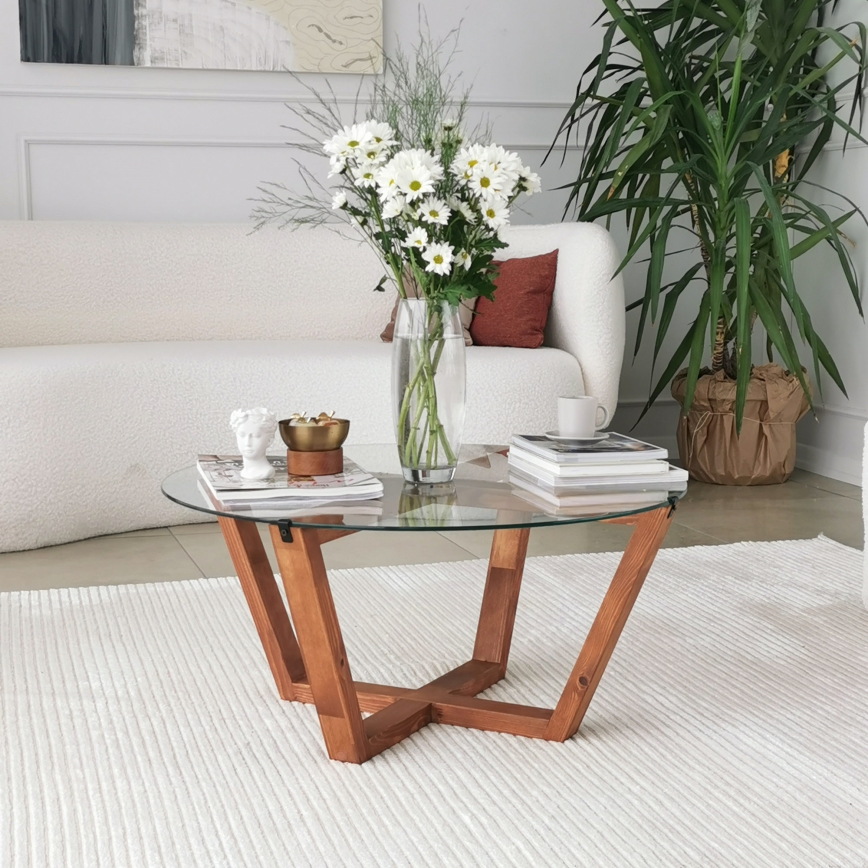 Журнальний столик LOTUS 35x75 см коричневий/прозорий