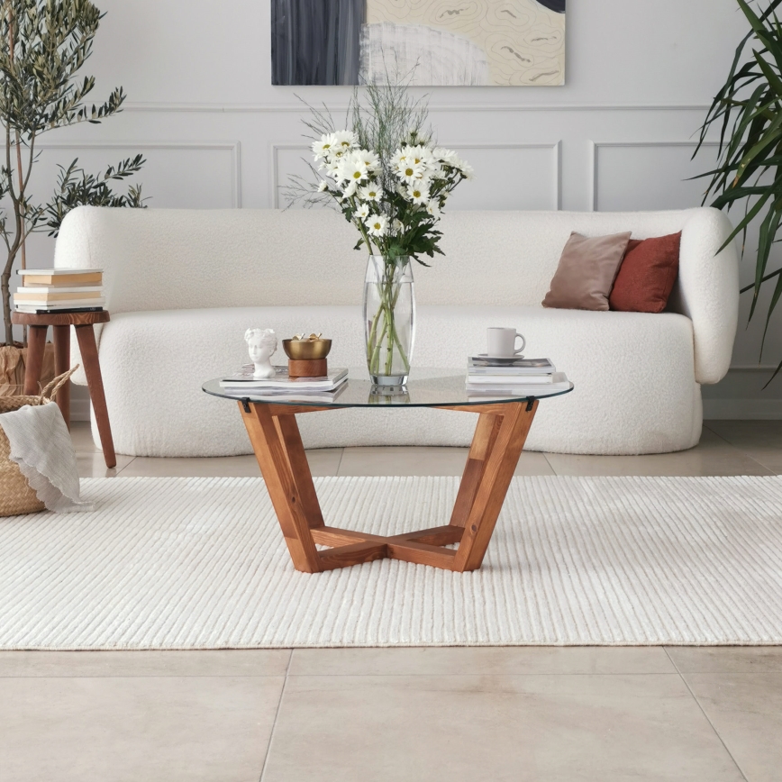 Журнальний столик LOTUS 35x75 см коричневий/прозорий
