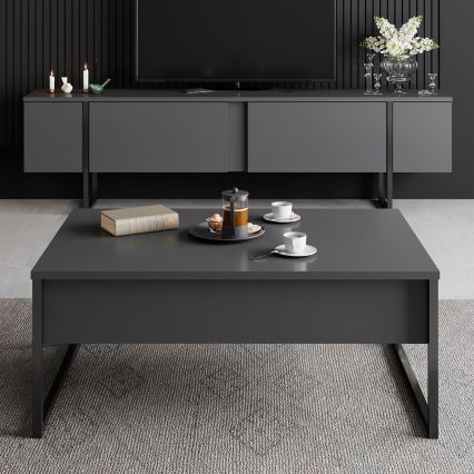 Журнальний столик LUXE 40x90 см антрацит/чорний