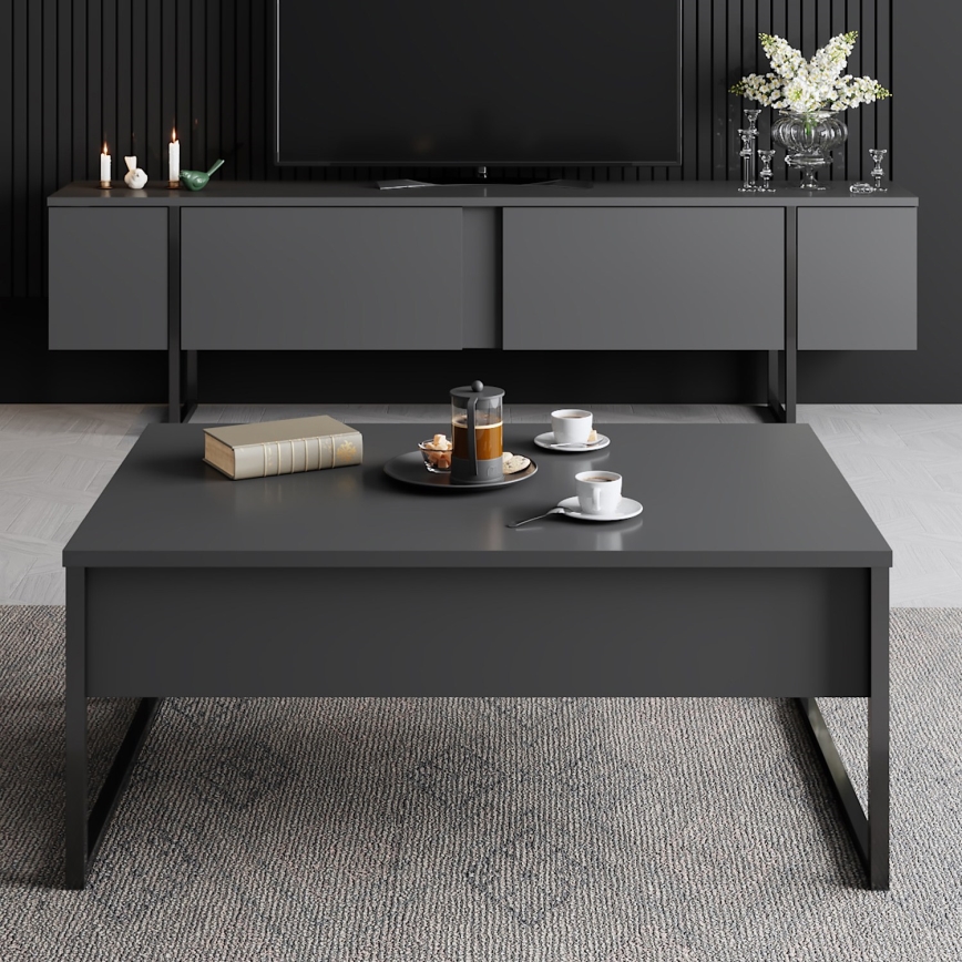 Журнальний столик LUXE 40x90 см антрацит/чорний