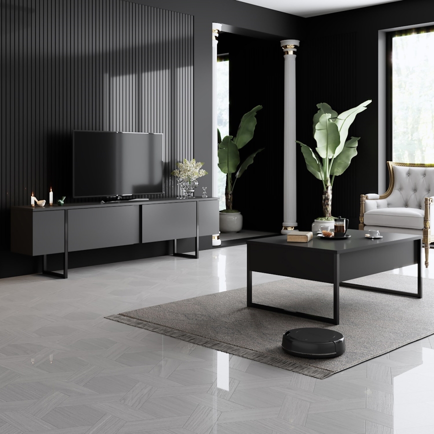 Журнальний столик LUXE 40x90 см антрацит/чорний