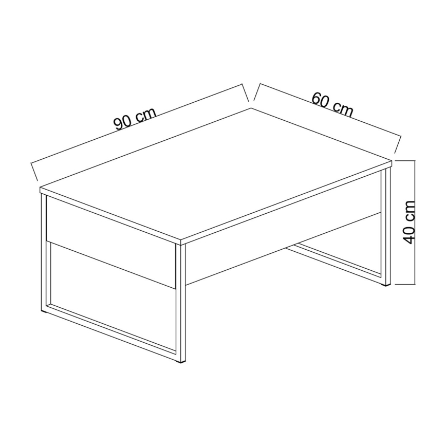 Журнальний столик LUXE 40x90 см антрацит/чорний