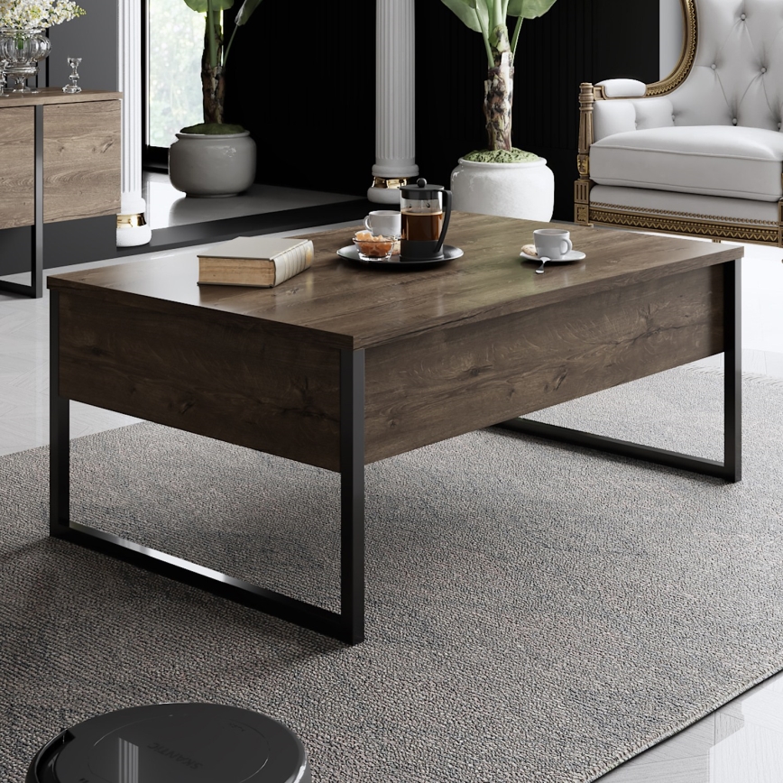 Журнальний столик LUXE 40x90 см волоський горіх/чорний
