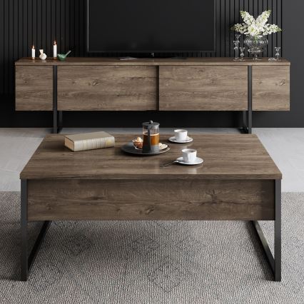 Журнальний столик LUXE 40x90 см волоський горіх/чорний