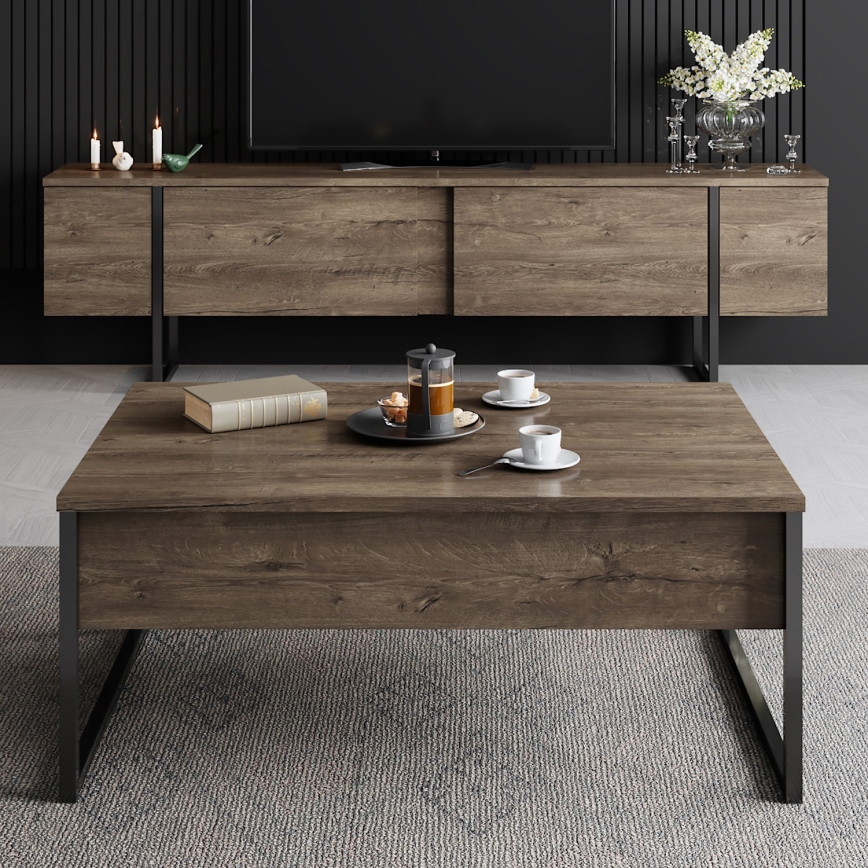 Журнальний столик LUXE 40x90 см волоський горіх/чорний