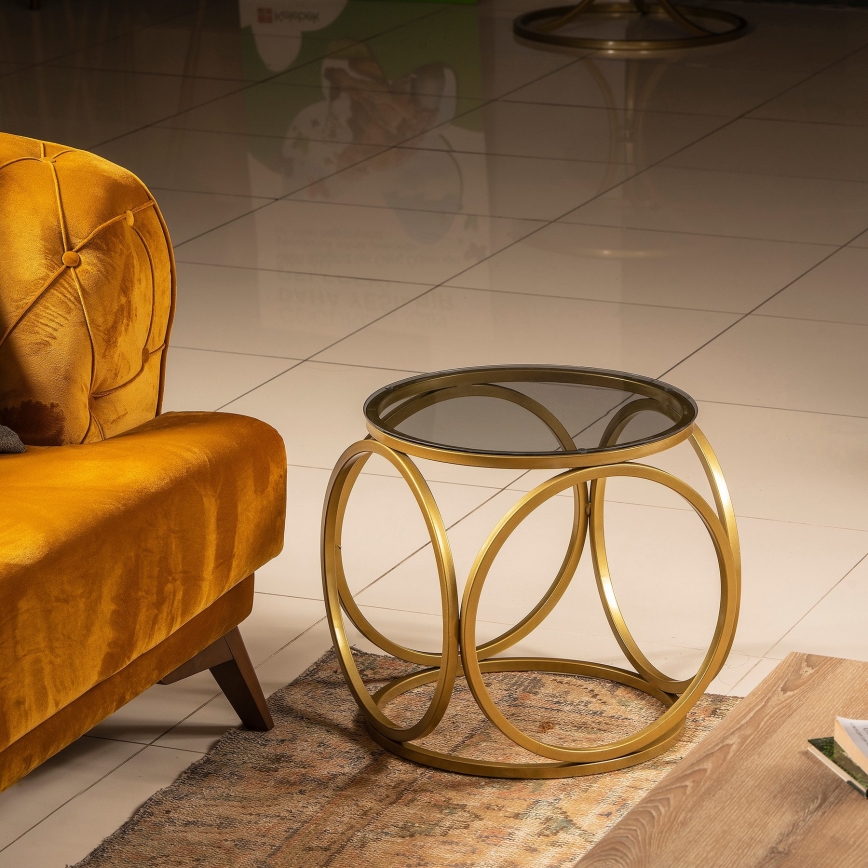 Журнальний столик MIMO 40x40 см золотий/чорний