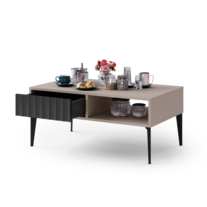 Журнальний столик з шухлядою RONJA тауп/чорний