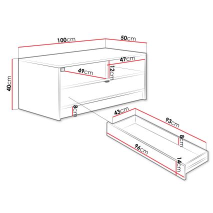 Журнальний столик TIRENO 40x100 см чорний