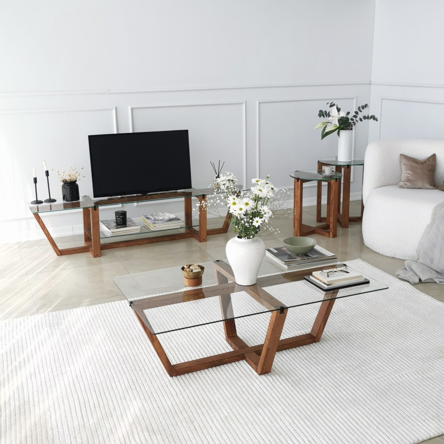 Журнальный столик AMALFI 35x105 см сосна/прозрачный