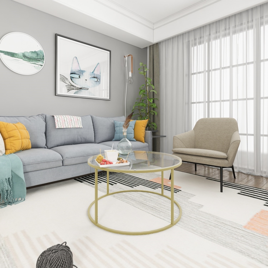 Журнальный столик BERLIN 80x45 см золотистый/прозрачный