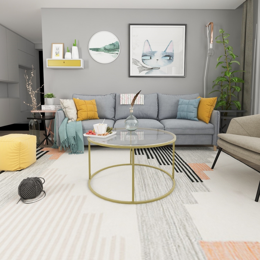 Журнальный столик BERLIN 80x45 см золотистый/прозрачный