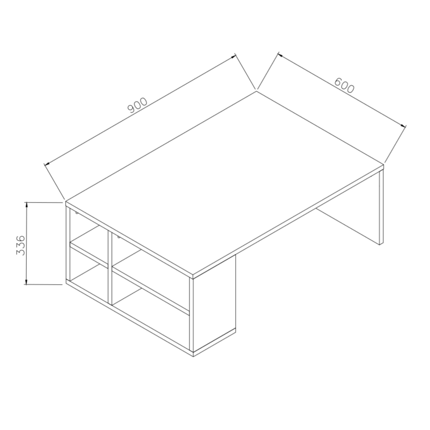 Журнальный столик DEFNE 34x90 см белый/коричневый