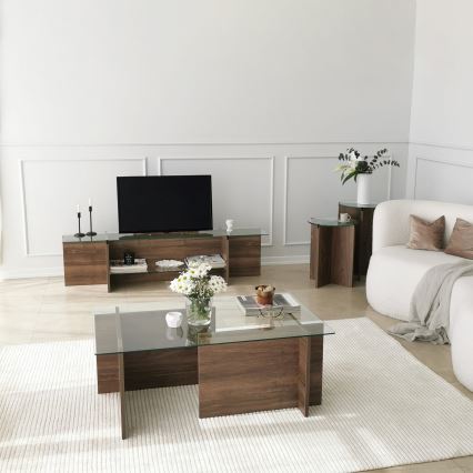 Журнальный столик ESCAPE 40x105 см коричневый/прозрачный