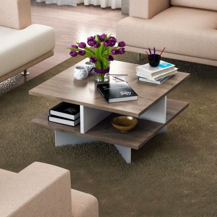 Журнальный столик HAMTON 31,2x60 см коричневый/белый