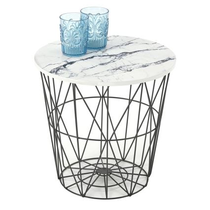 Журнальный столик HARISSA 41x42 см черный/белый мраморный декор