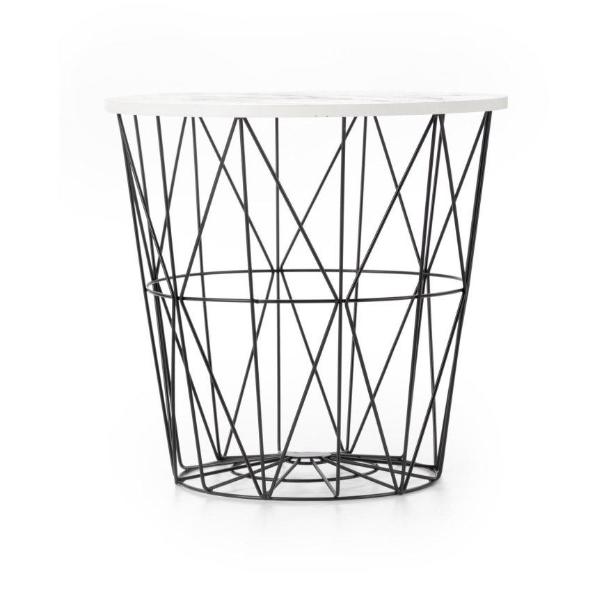 Журнальный столик HARISSA 41x42 см черный/белый мраморный декор