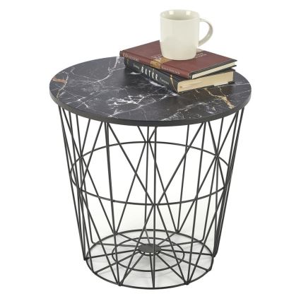 Журнальный столик HARISSA 41x42 см черный/черный мраморный декор