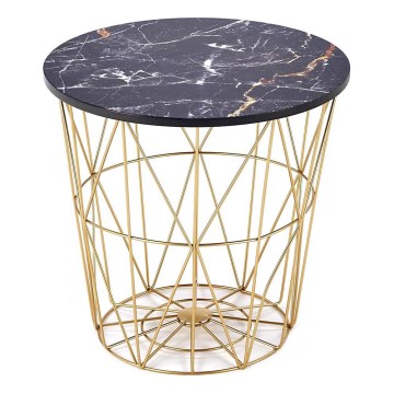Журнальный столик HARISSA 41x42 см золотистый/черный мраморный декор