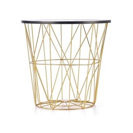 Журнальный столик HARISSA 41x42 см золотистый/черный мраморный декор