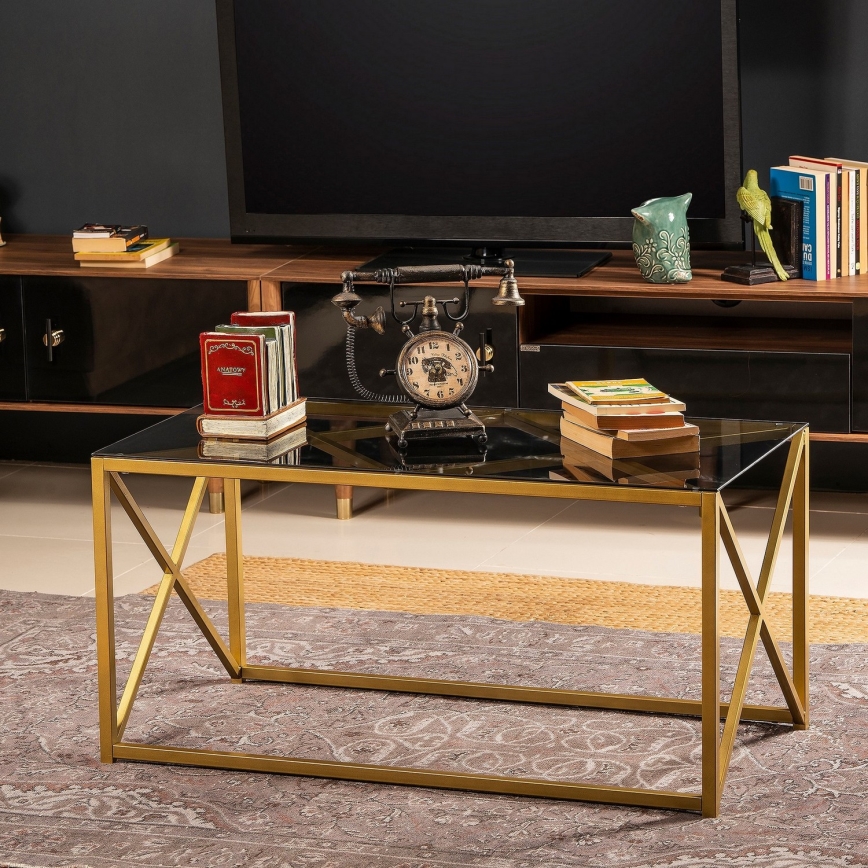 Журнальный столик ILIOMAR 46,6x94 см золотистый/черный