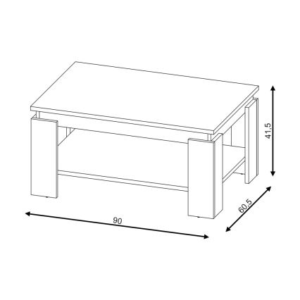 Журнальный столик LUNO дуб Artisan/чёрный