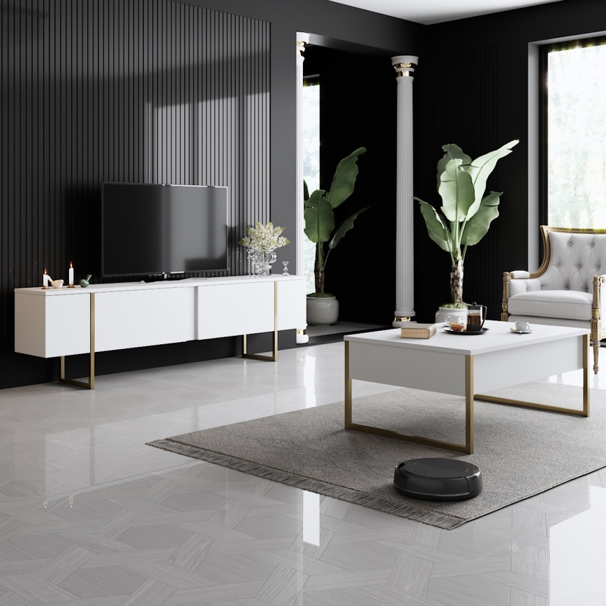 Журнальный столик LUXE 40x90 см белый/золотистый