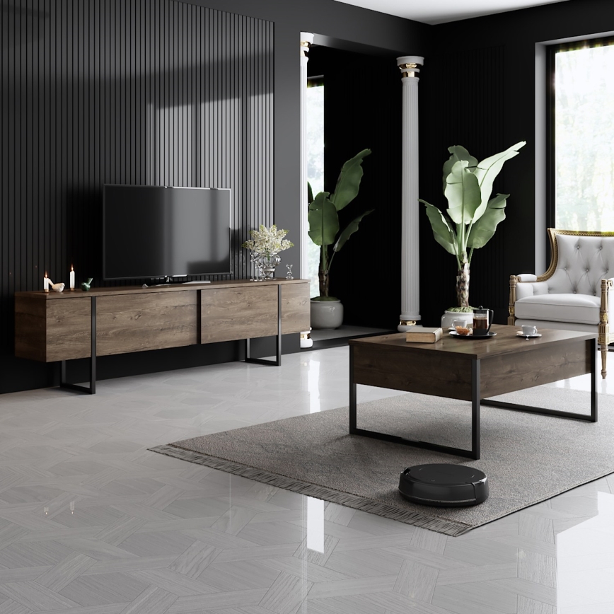 Журнальный столик LUXE 40x90 см орех/черный