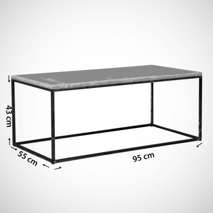 Журнальный столик MARMO 43x95 см черный/белый