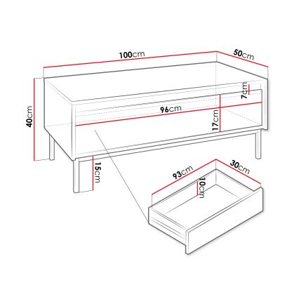 Журнальный столик OZMI 40x100 см, черный