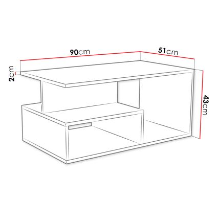 Журнальный столик PRIMA 43x90 см белый
