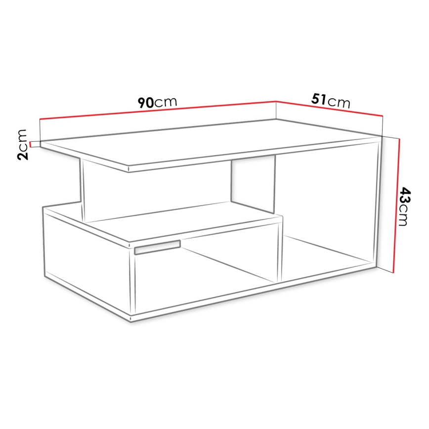 Журнальный столик PRIMA 43x90 см белый