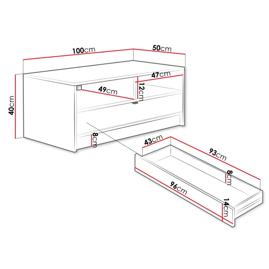 Журнальный столик TIRENO 40x100 cm черный
