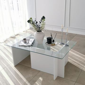 Журнальний столик ESCAPE 40x105 см білий/прозорий