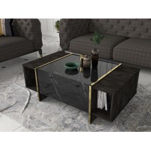 Журнальний столик VEYRON 37,3x103,8 см чорний/золотий