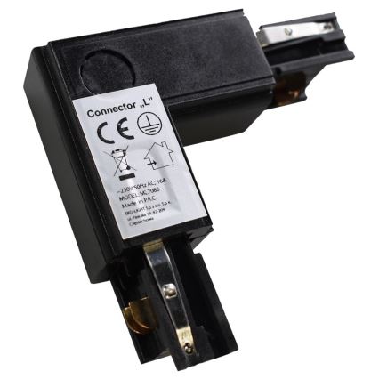 З'єднання до трекового світильника (коннектор) 3 фази TRACK біле L-подібне