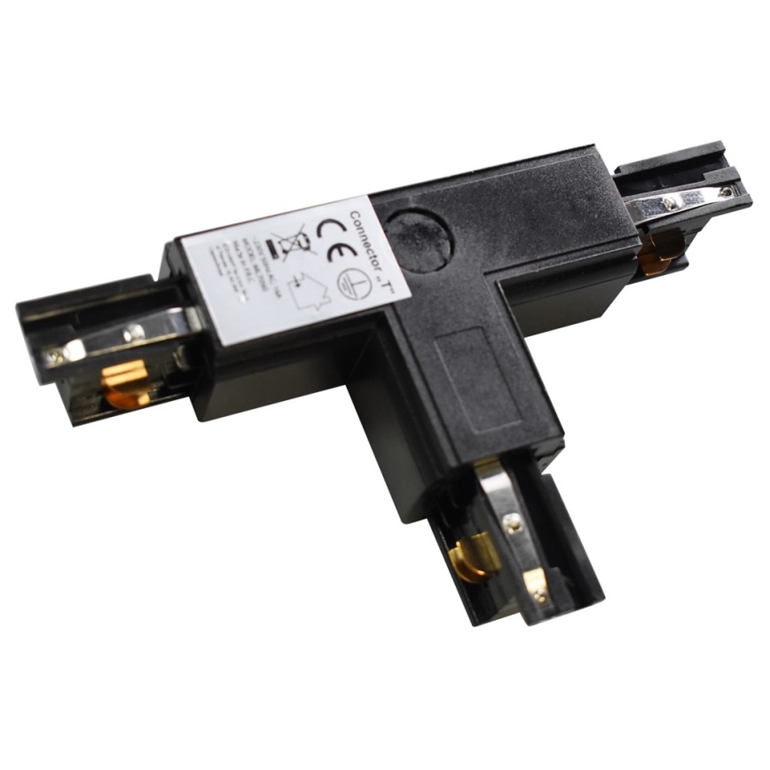 З'єднання до трекового світильника (коннектор) 3 фази TRACK чорне T-подібне