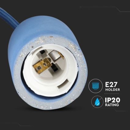 Кабель питания 1xE27/60W/230V бетон/синий