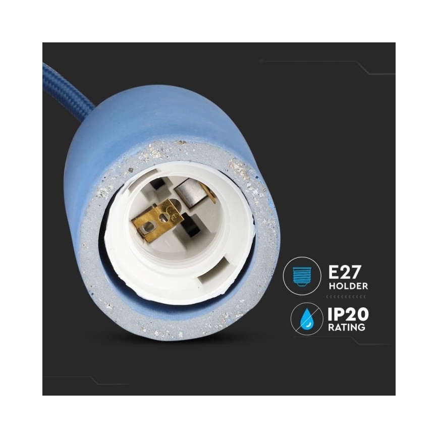 Кабель питания 1xE27/60W/230V бетон/синий