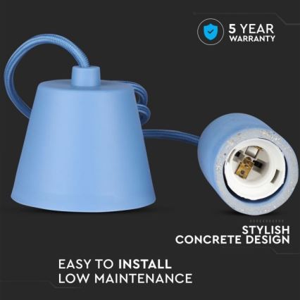 Кабель питания 1xE27/60W/230V бетон/синий