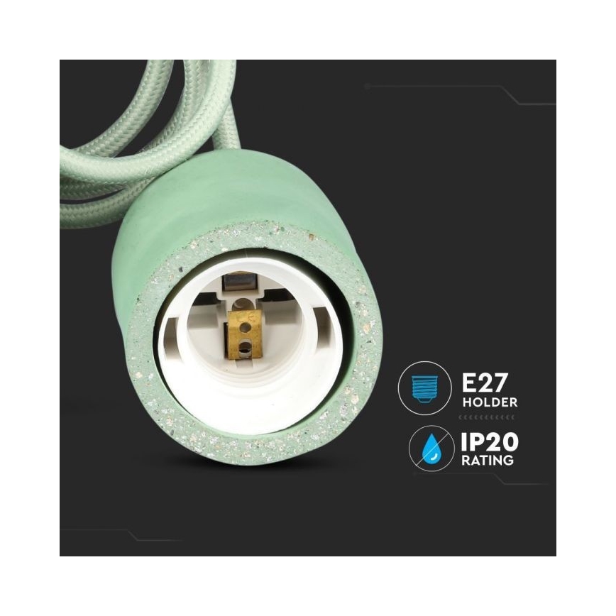 Кабель питания 1xE27/60W/230V бетон/зеленый