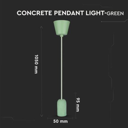 Кабель питания 1xE27/60W/230V бетон/зеленый