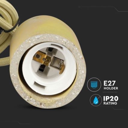 Кабель питания 1xE27/60W/230V бетон/желтый