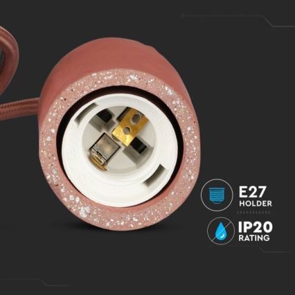Кабель питания 1xE27/60W/230V бетон/красный