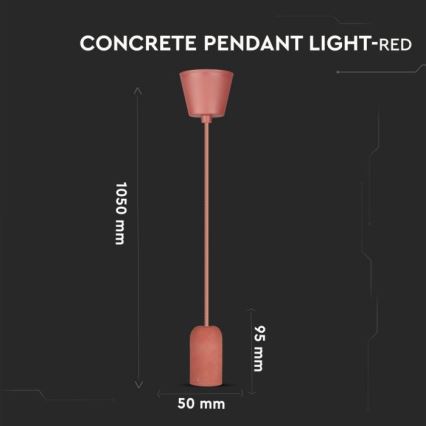 Кабель питания 1xE27/60W/230V бетон/красный
