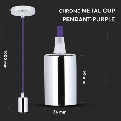Кабель питания 1xE27/60W/230V фиолетовый/блестящий хром